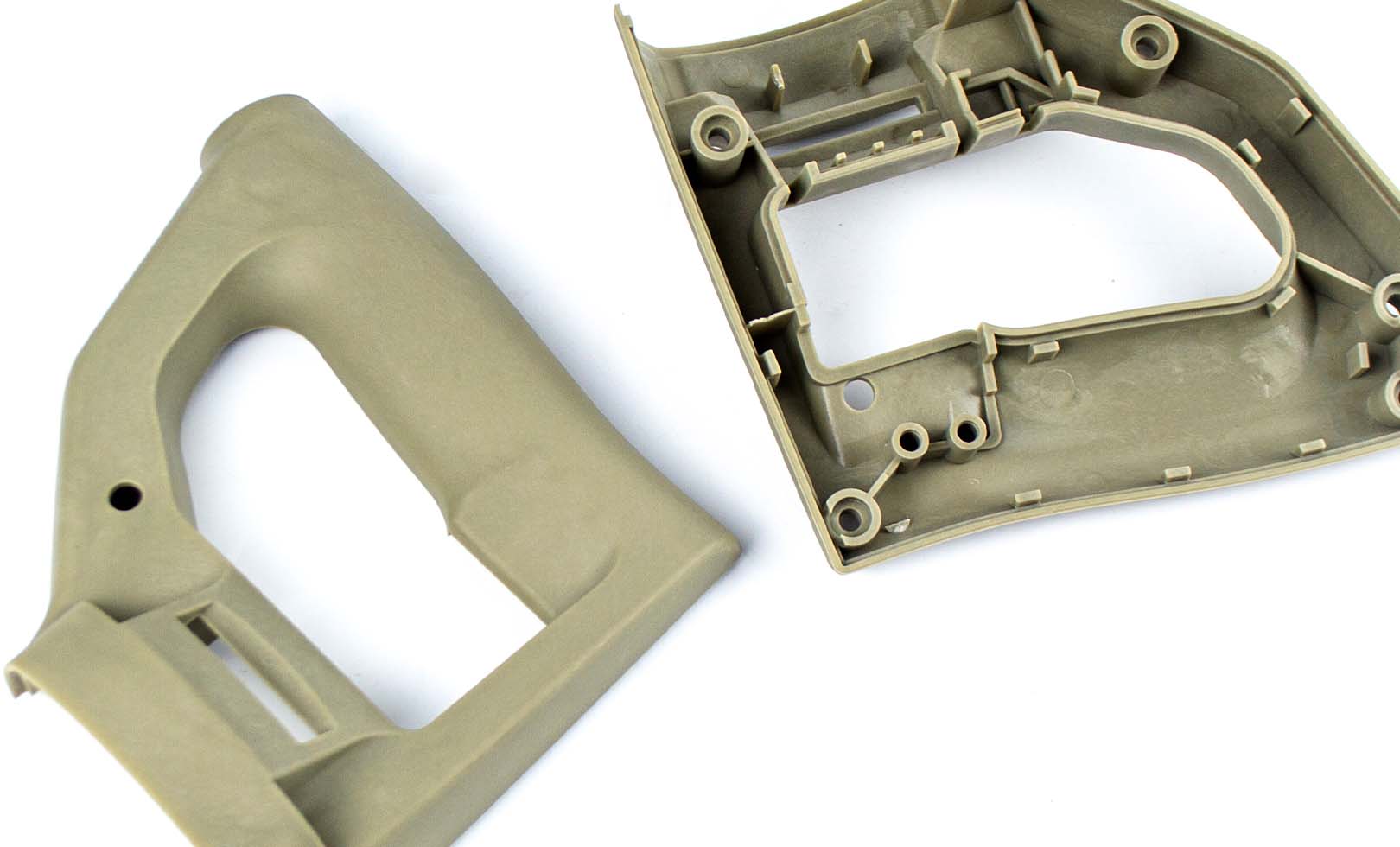 Plastic injection molded part with SPI grade d textured finish