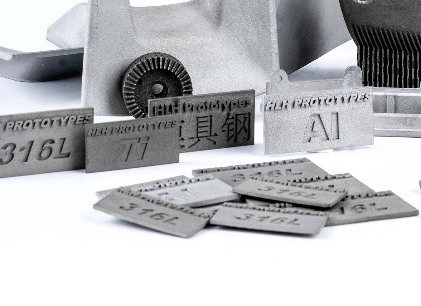 metal 3d printed parts with engraved and embossed text