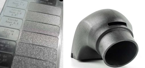 Plastic injection moulded part with SPI glossy textured finish