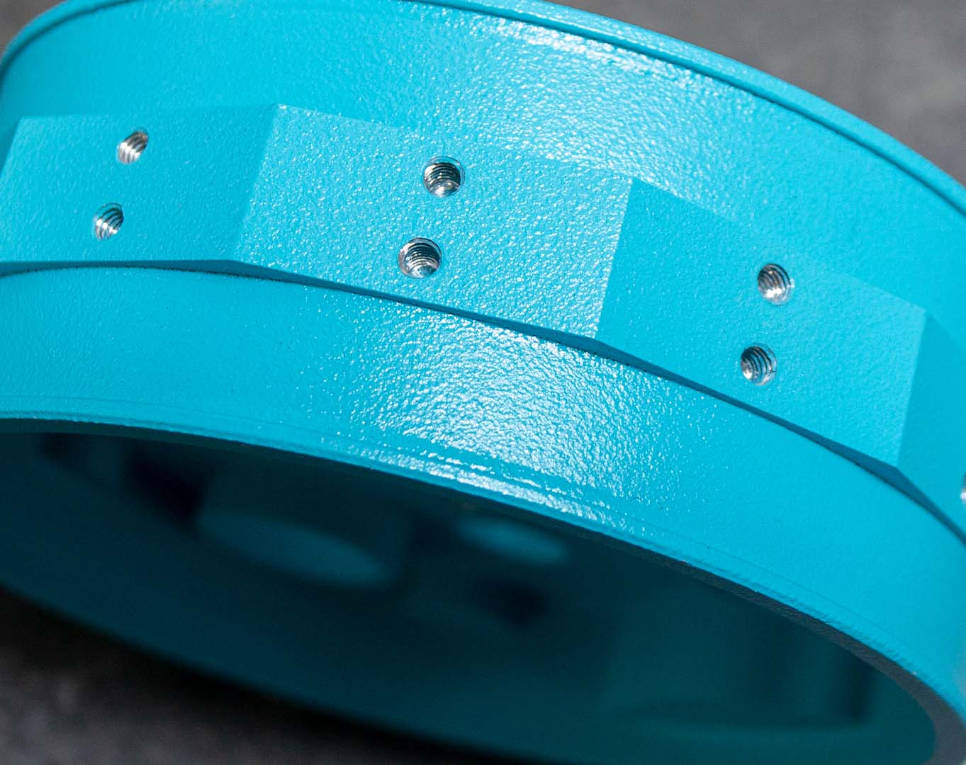 cnc aluminium part with a durable blue powder coat surface finish