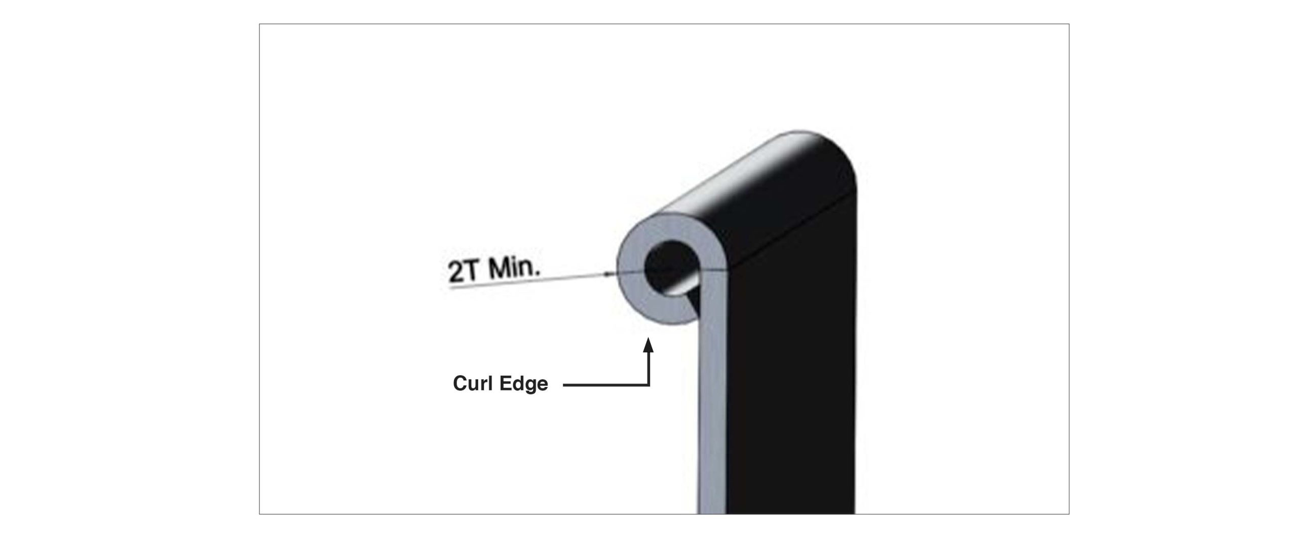 Example of curl edge feature on sheet metal part