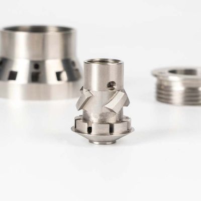 CNC milling intricate details on aluminium workpiece