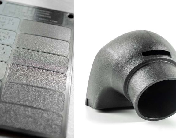 Plastic injection moulded part with SPI glossy textured finish