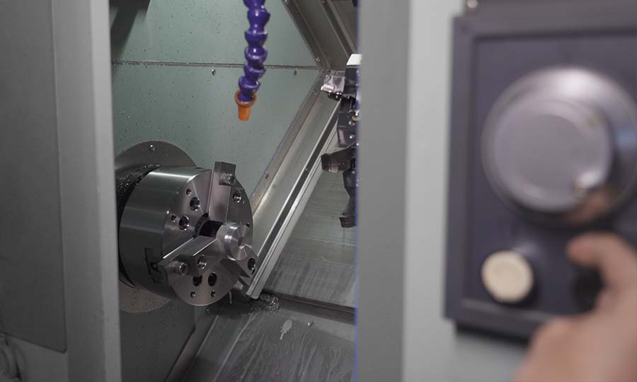 CNC machining milling a metal workpiece