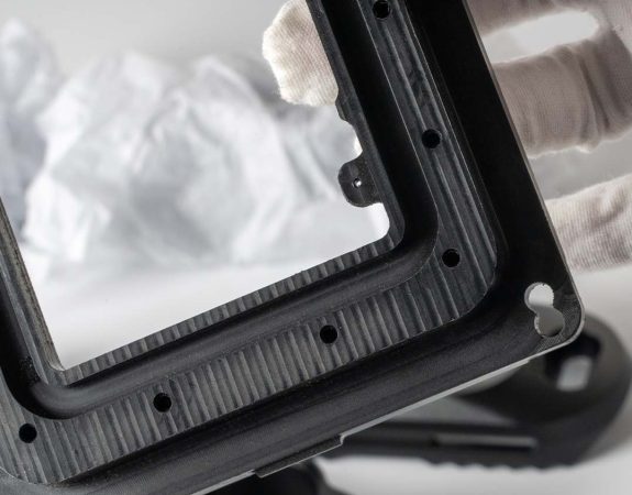 CNC machined plastic prototype with a deburr finish