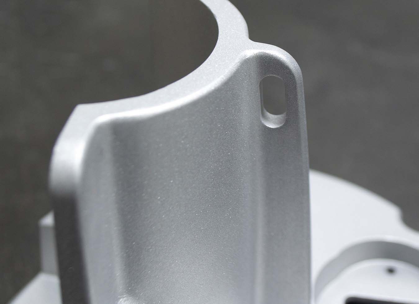 cnc machined metal piece with a bead blasted finish